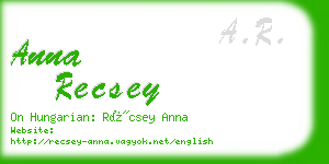 anna recsey business card